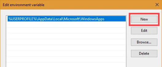 Add FFmpeg to Windows path - Click New